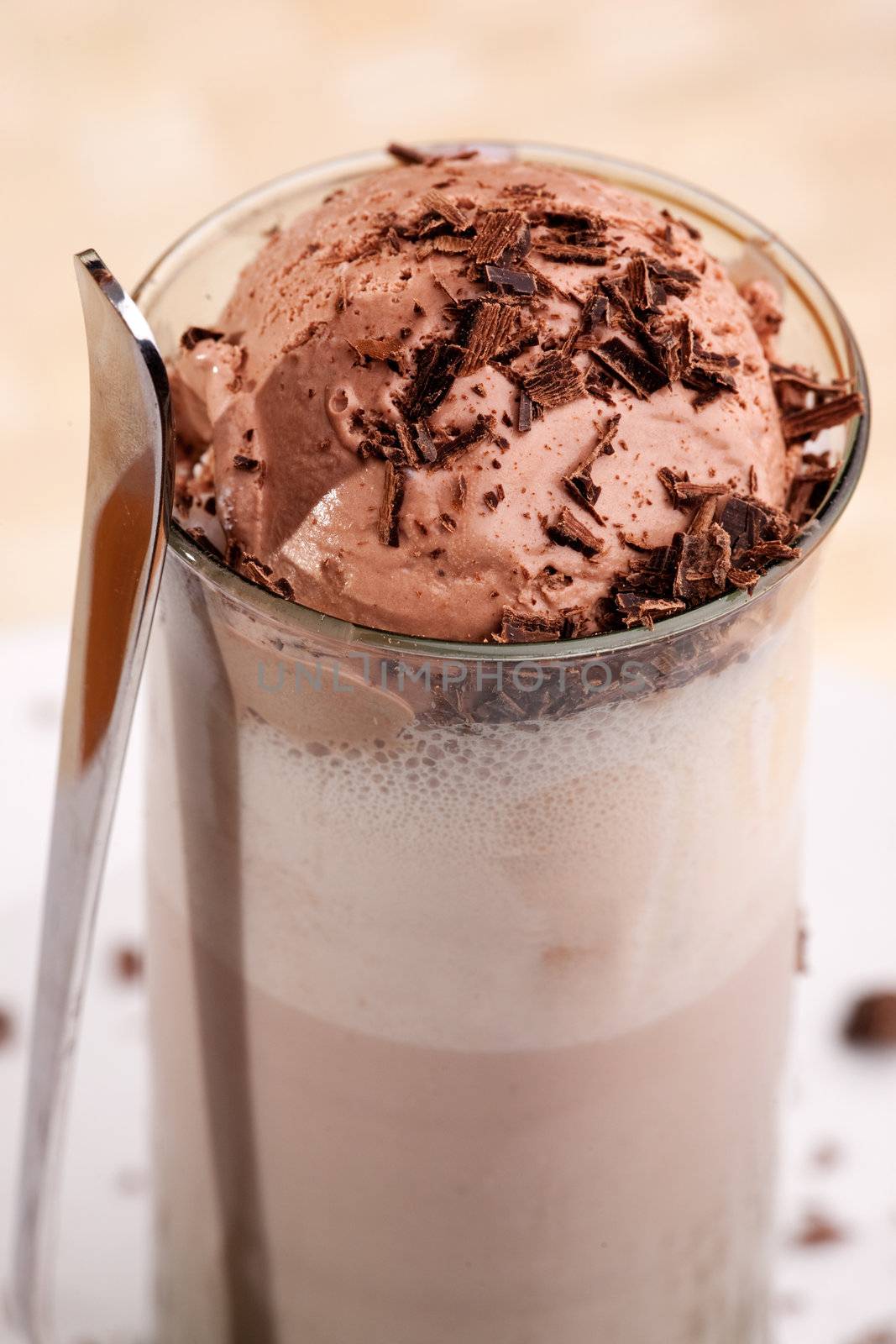 A chocolate milk float in an outdoor natural setting