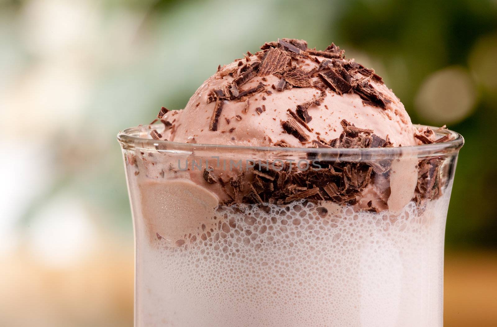 A chocolate milk float in an outdoor natural setting