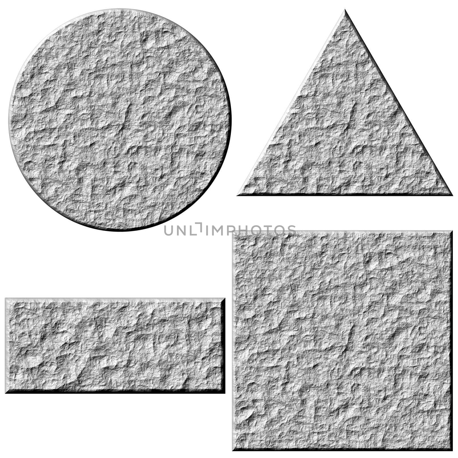 3d stone buttons isolated in white