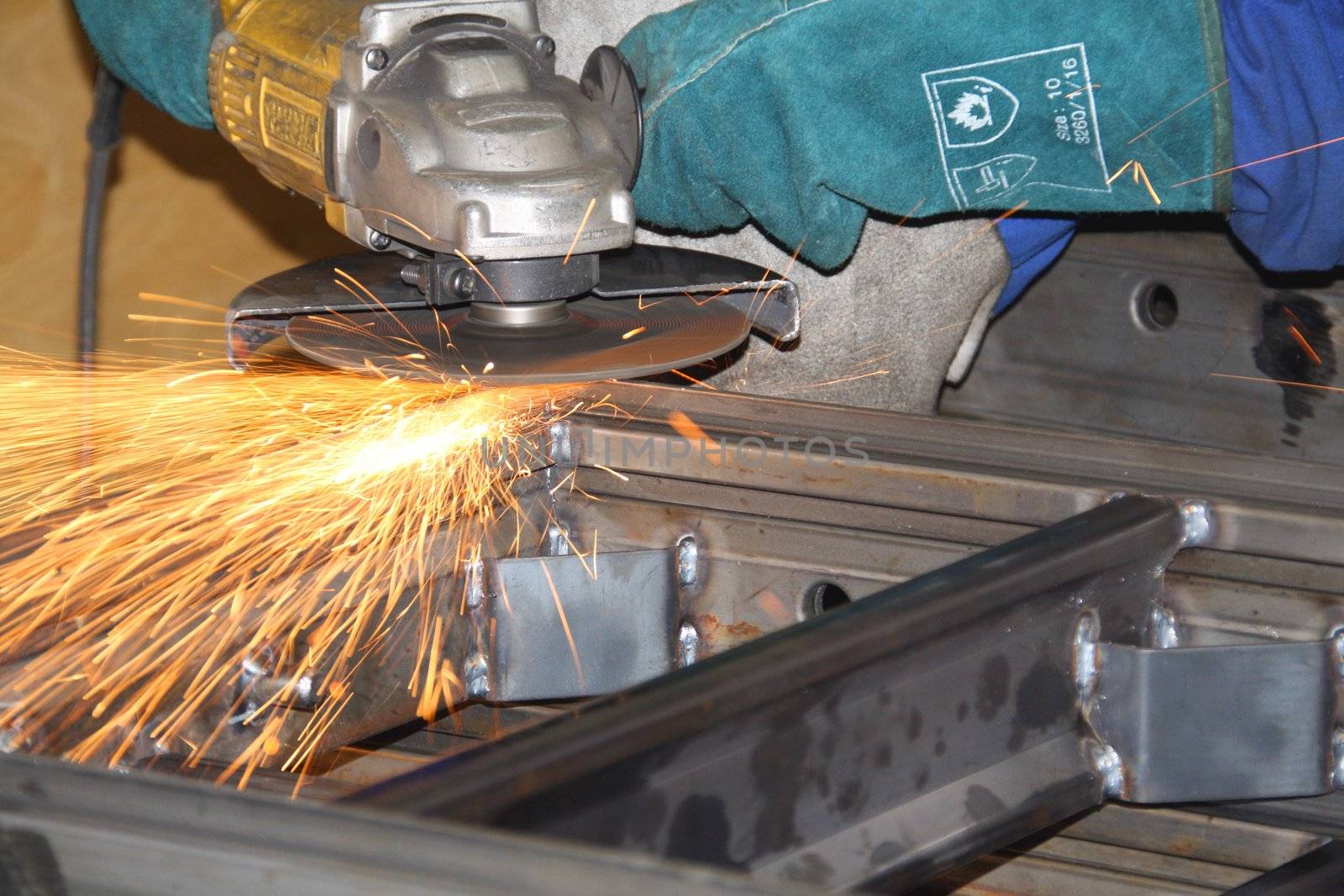 Sparks flying from an industrial angle grinder