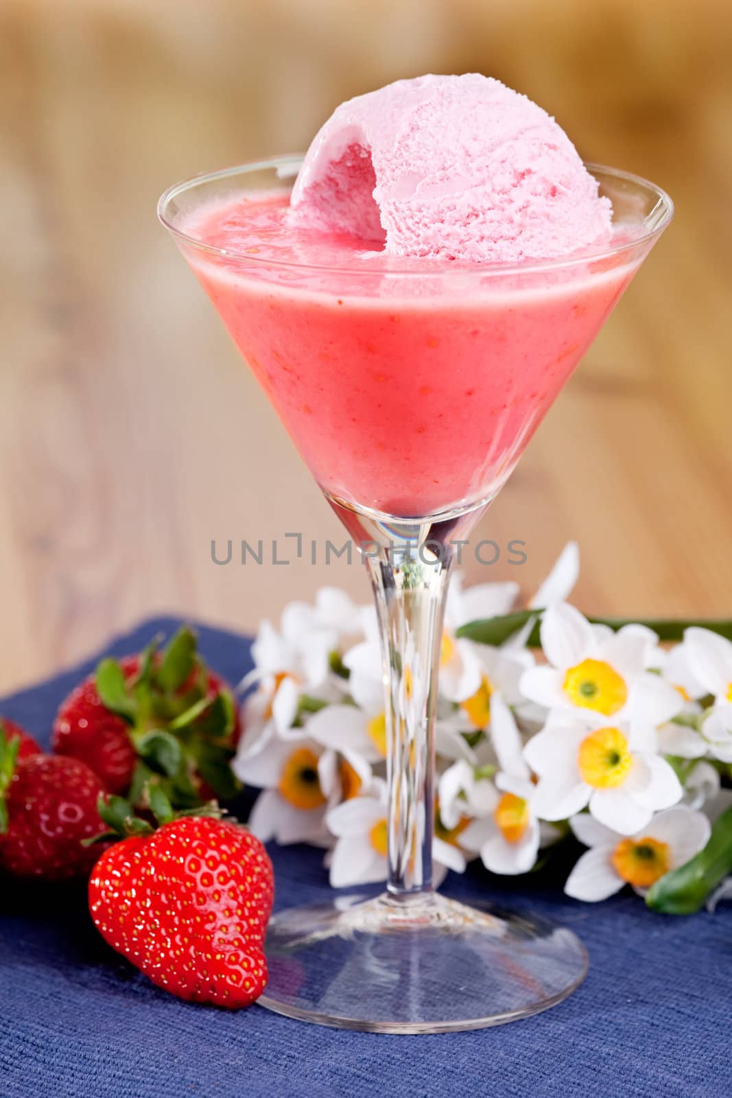 A summer treat - strawberry ice cream smoothie