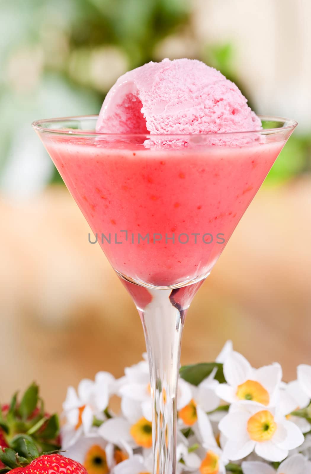 A summer treat - strawberry ice cream smoothie