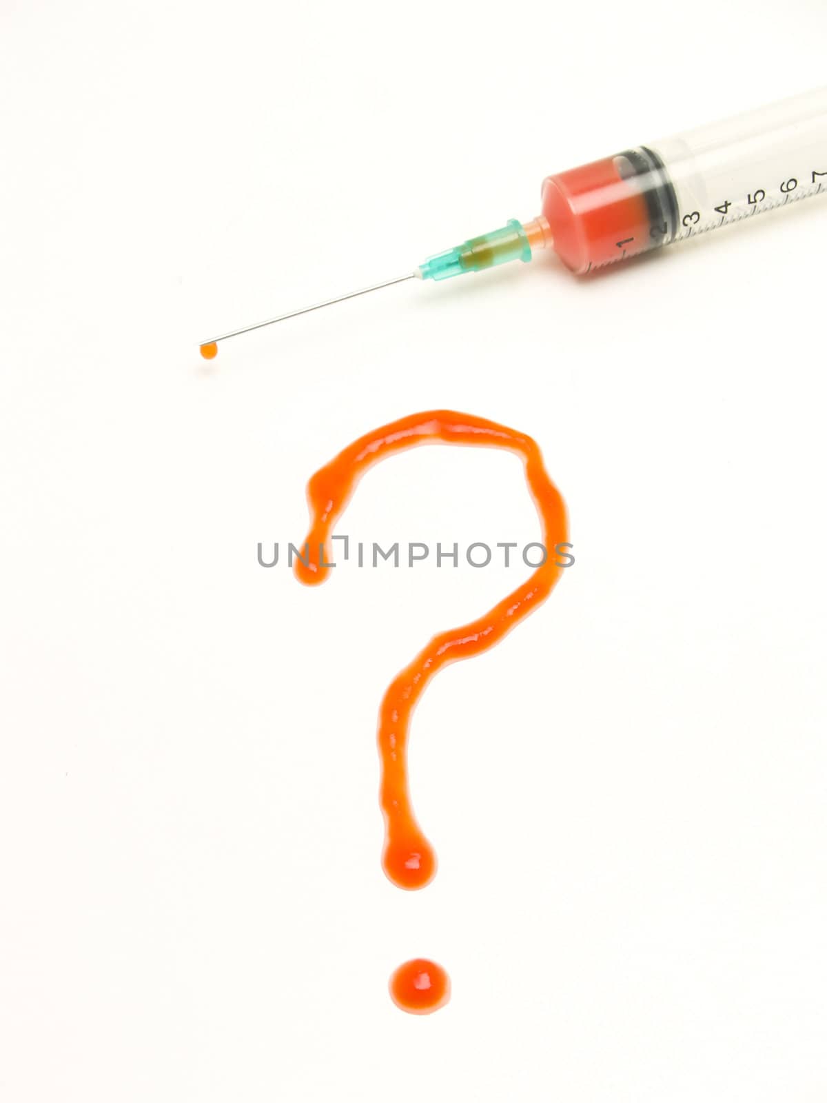 Syringe with blood