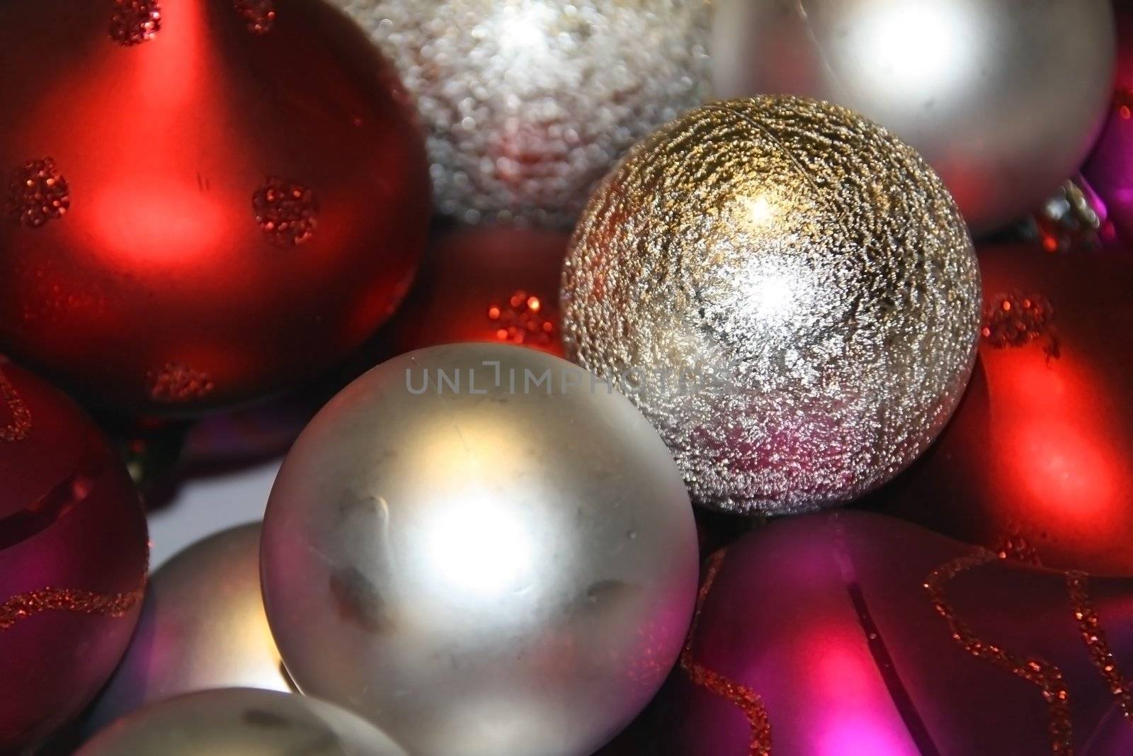 Shiny balls in red, purple and silver by ChrisAlleaume
