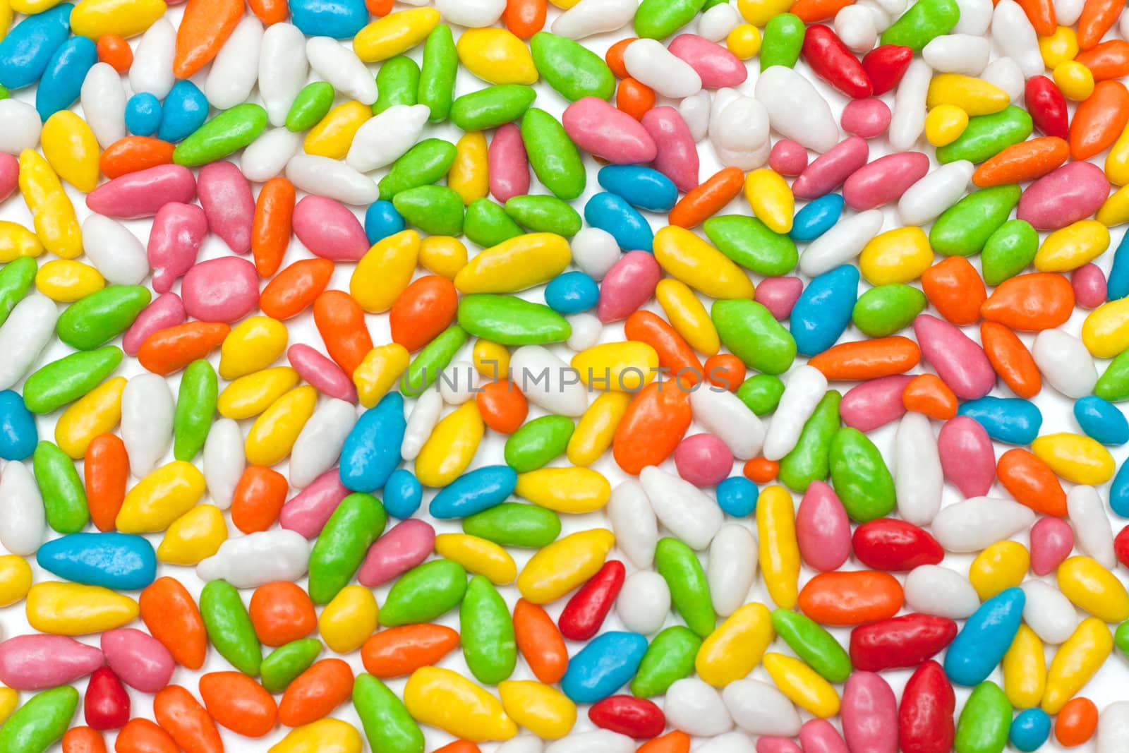 Disposit of the sweetmeats in colour glaze on white background