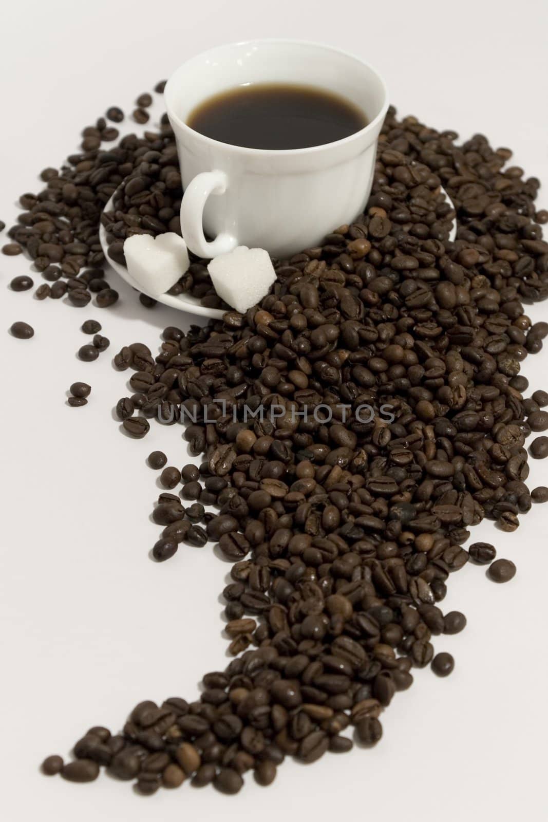 Cup of fresh coffee on white background