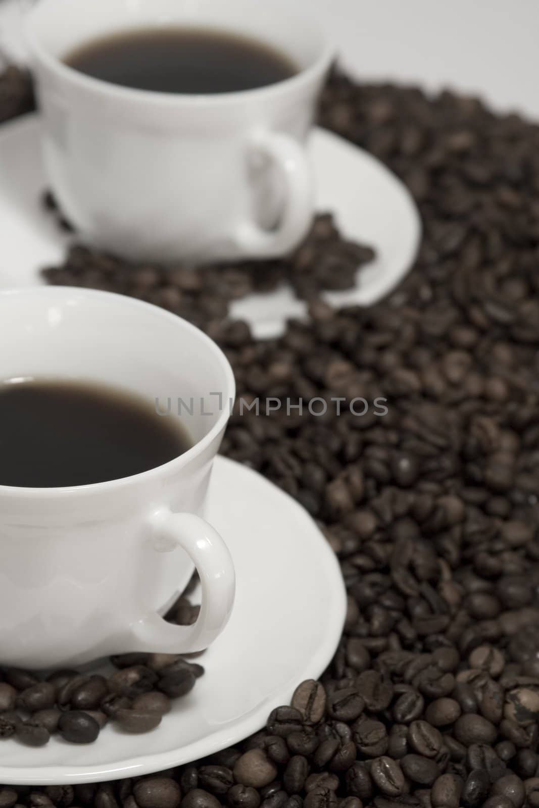 Cup of fresh coffee on white background