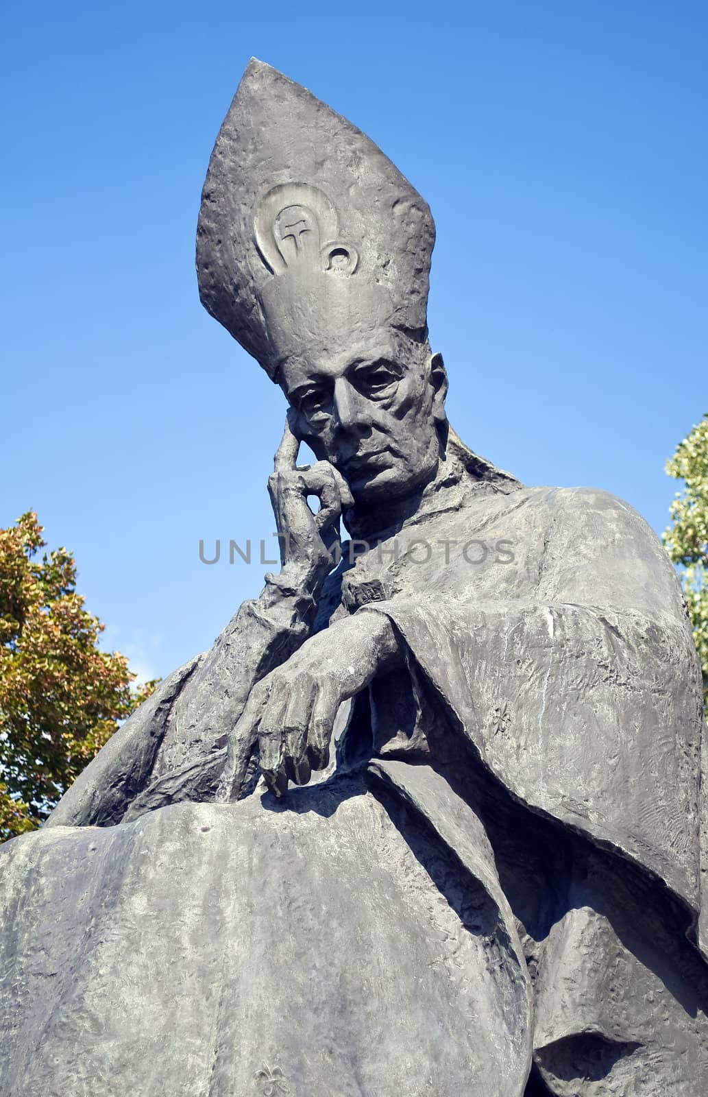 Statue of Cardinal Stefan Wyszynski, Warsaw, Poland.