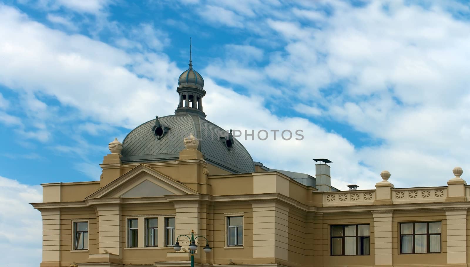 Facade of old railway station house by qiiip