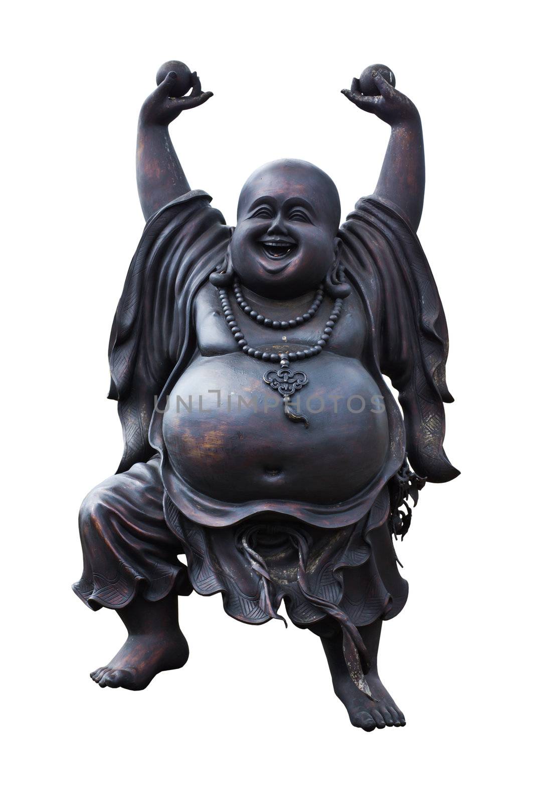 a happy laughing buddha on white background by lavoview