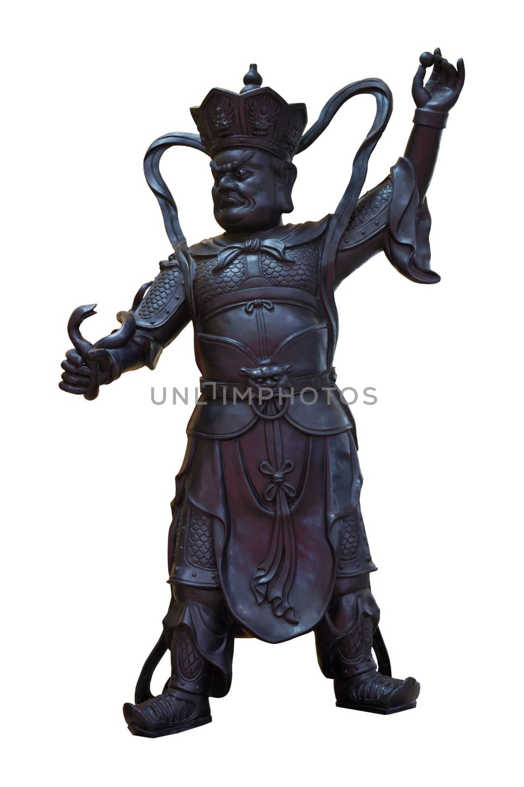 Chinese god statue on white background