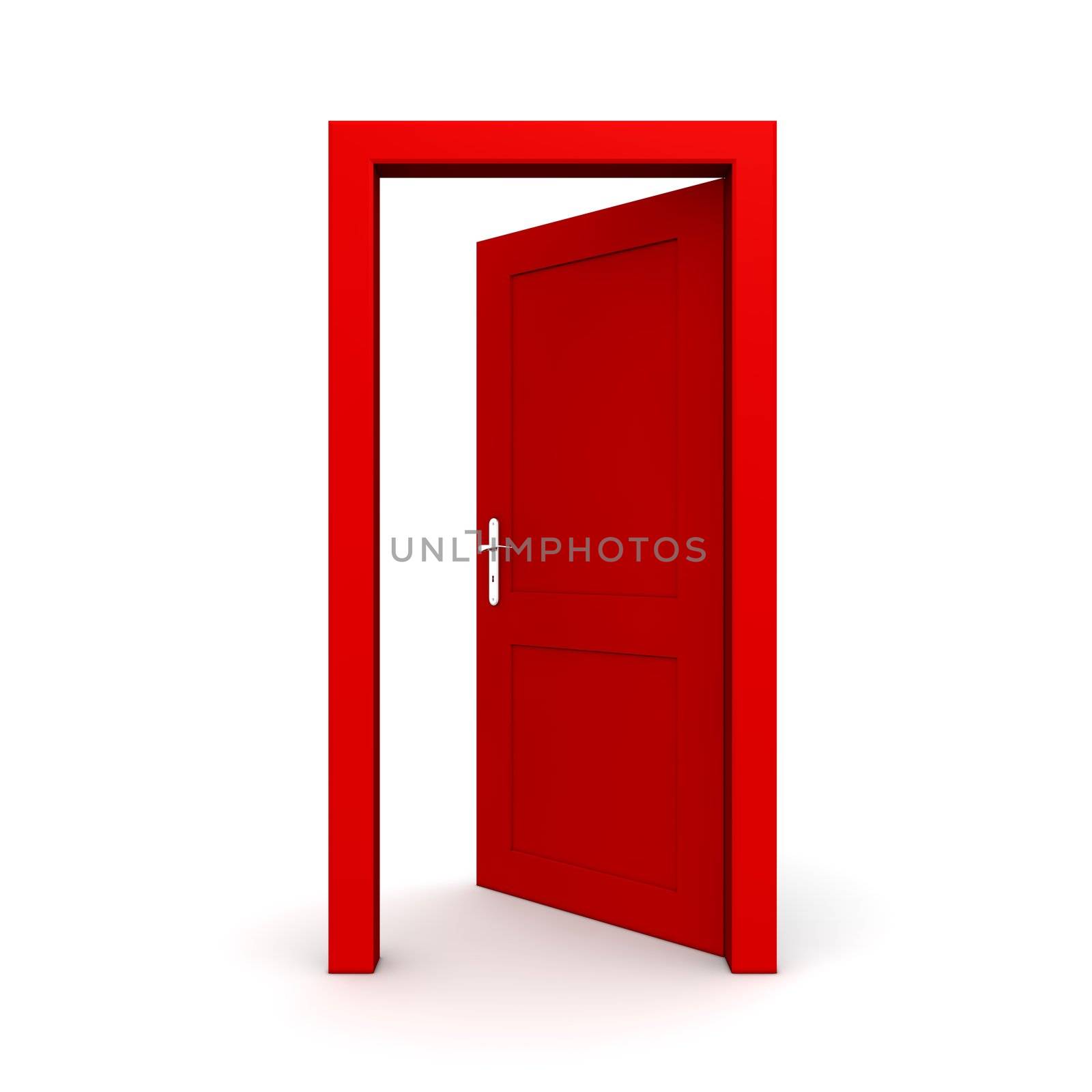 single red door open - door frame only, no walls