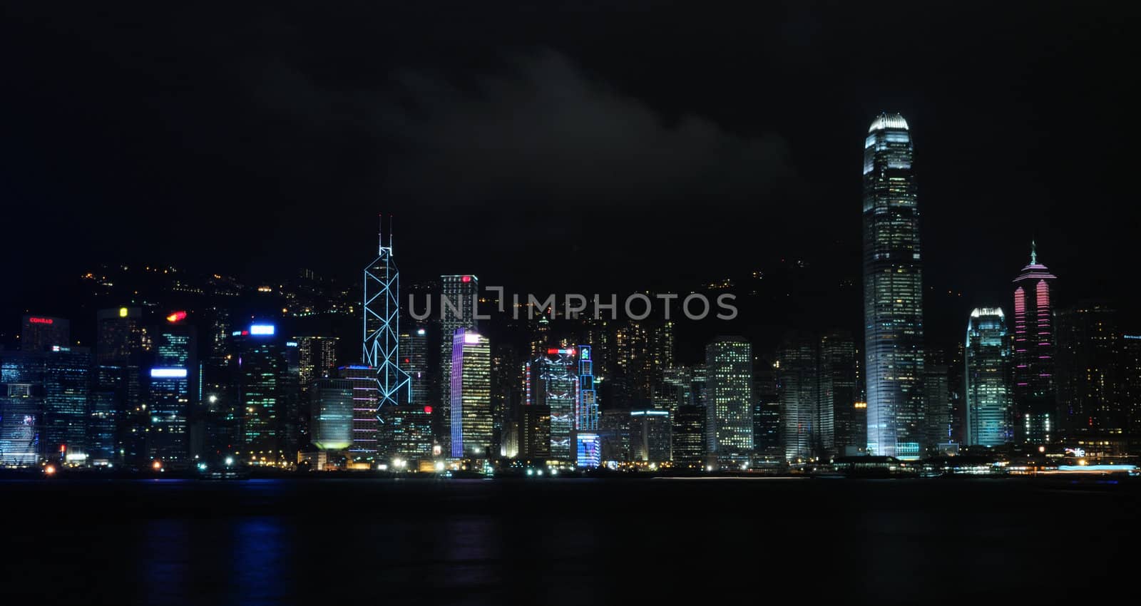 Hong Kong skyline during night with spectatular lights