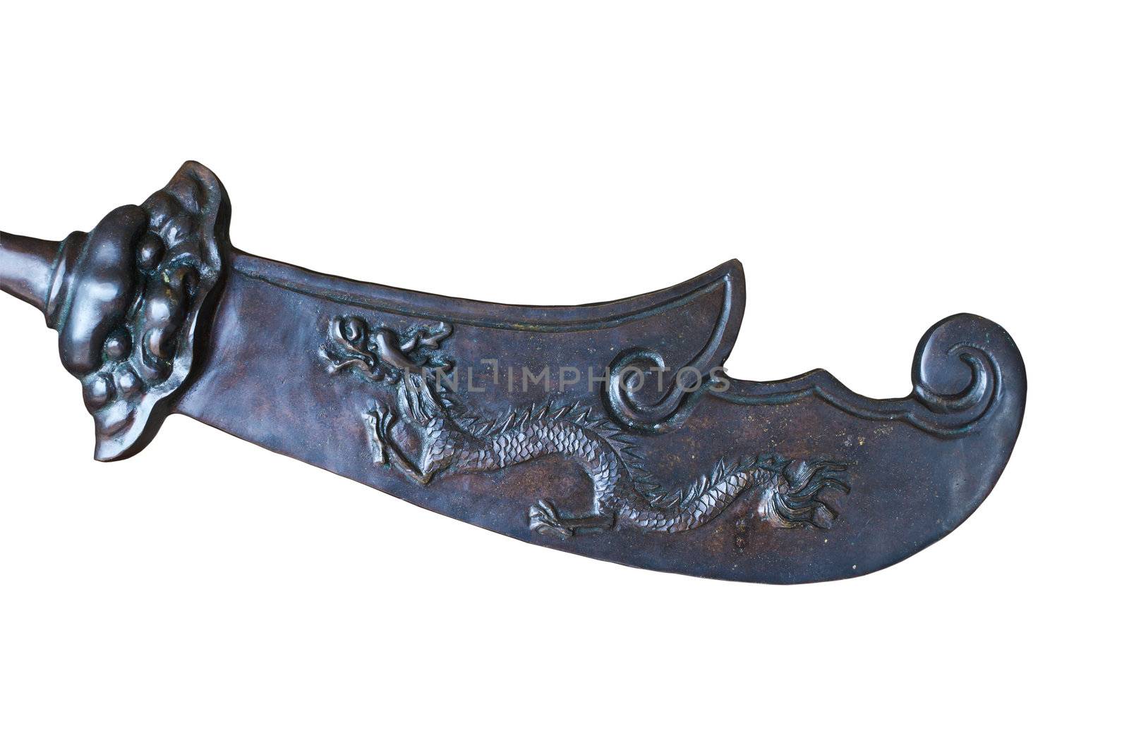 Embossed dragon image on the halberd Chinese warriors