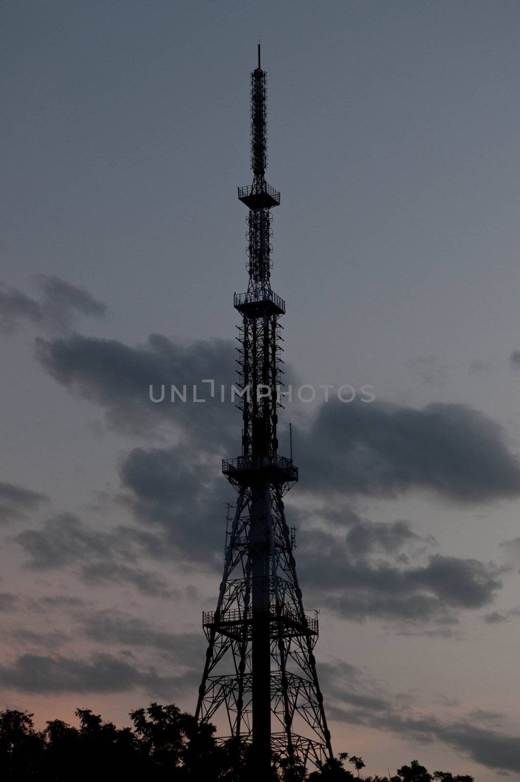 A telecommunication tower during dusk time