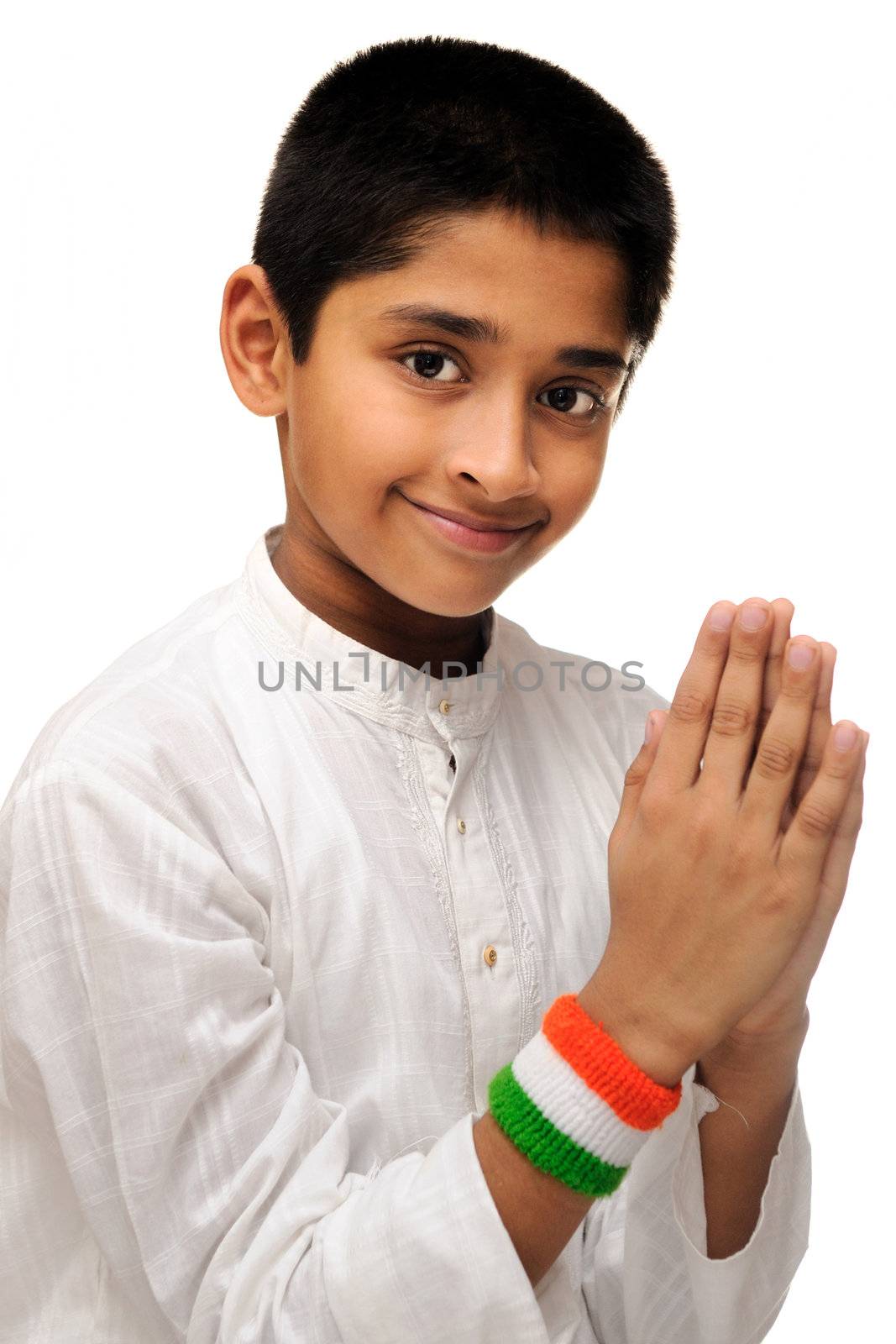 An handsome Indian kid showing his love for the country