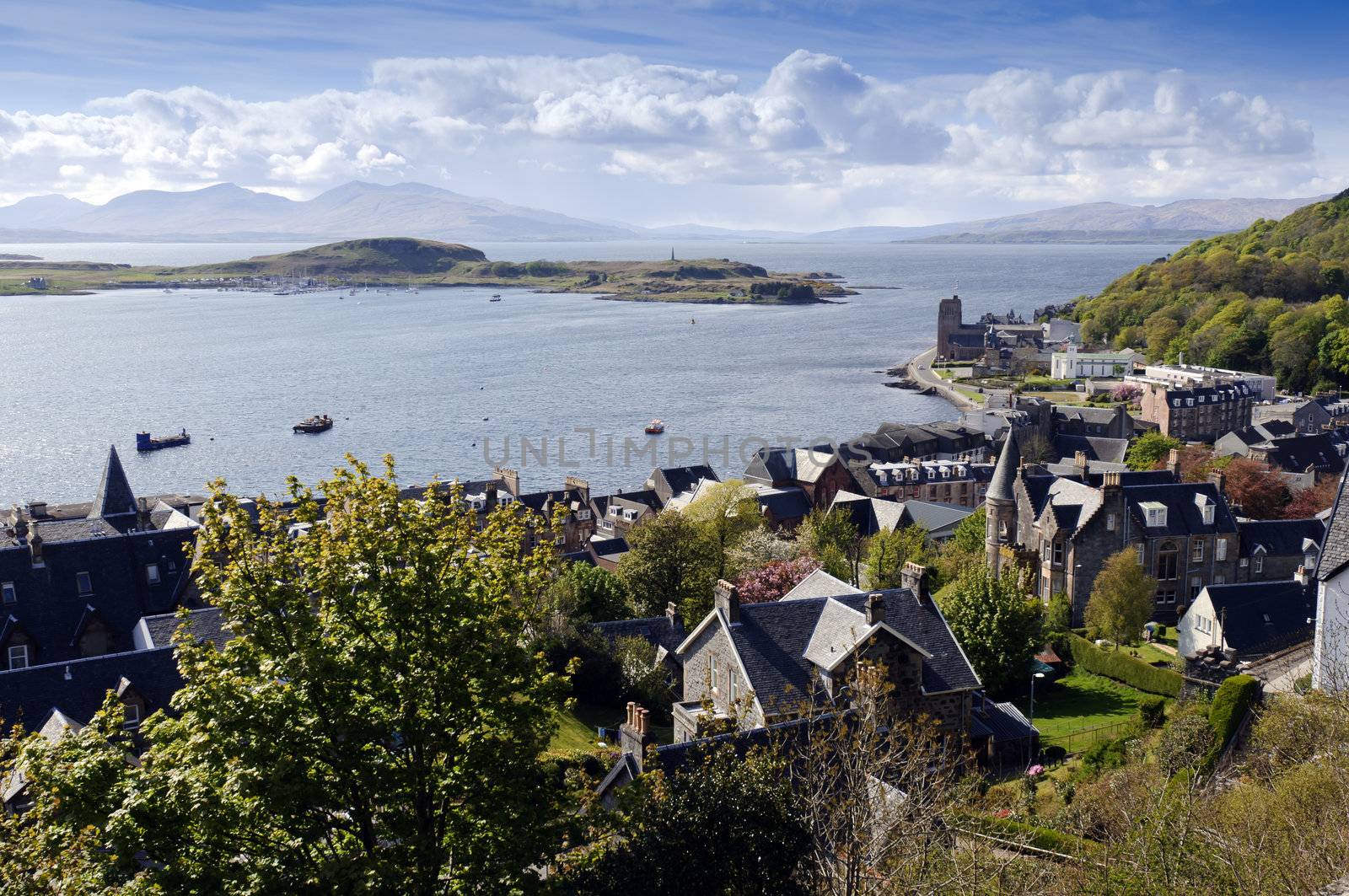 View of Oban from McCaigs Tower Argyll Scotland