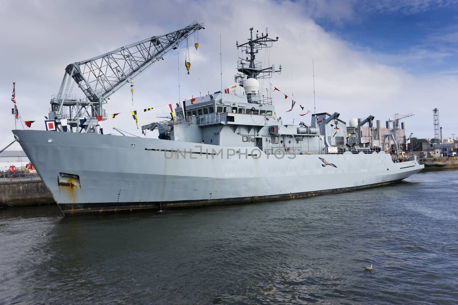 Warship in Her Majestys Naval Base Devonport in Plymouth