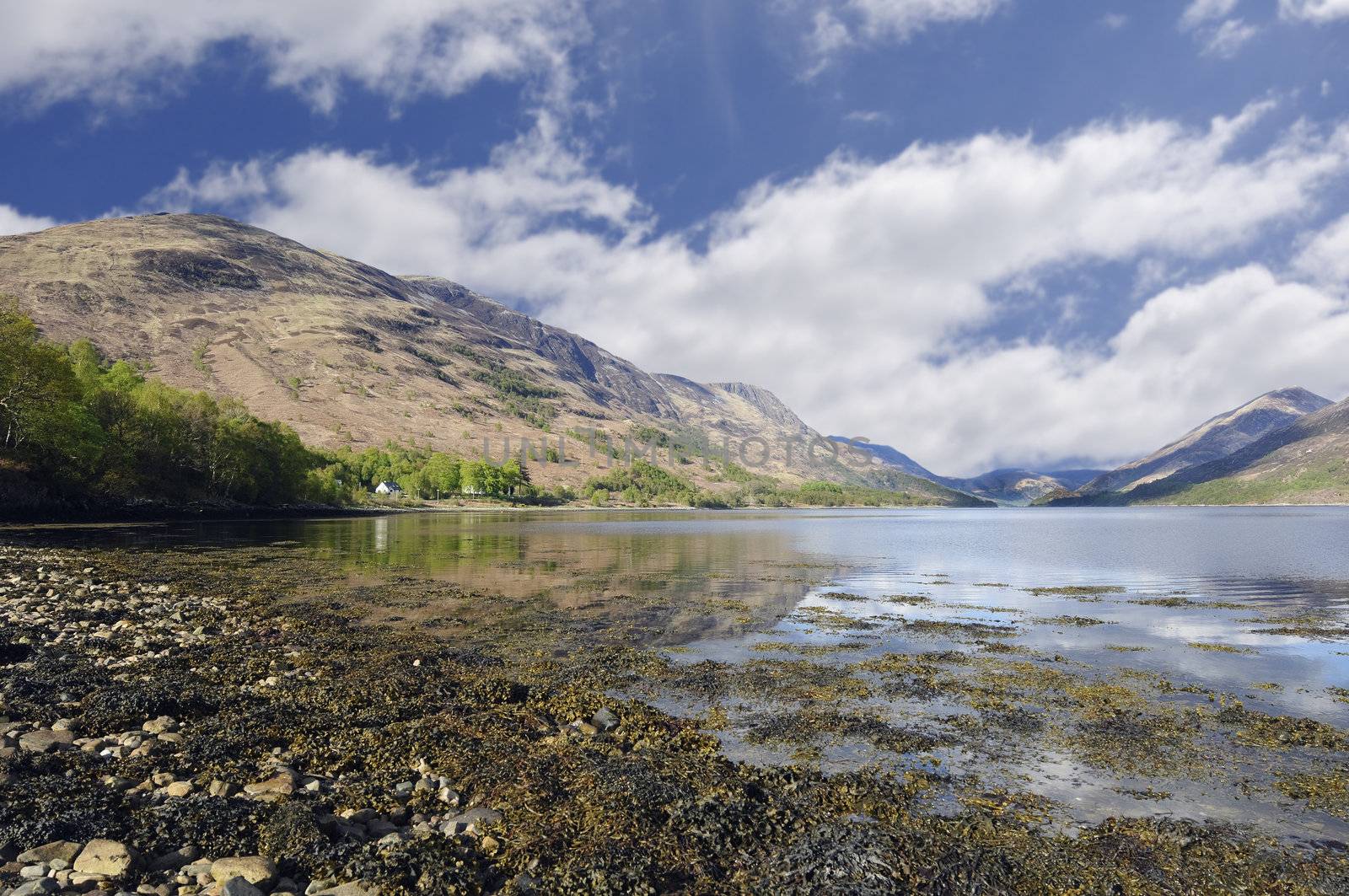 View of Loch Leven in Perth and Kinross Scotland