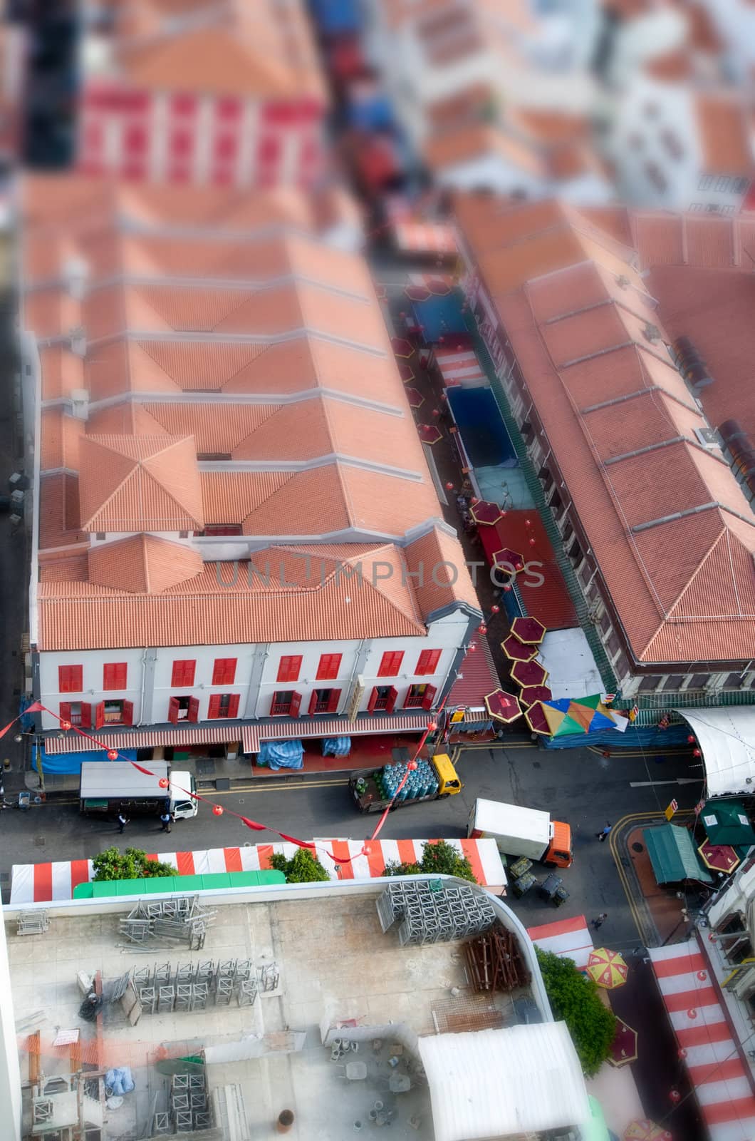 A detail of Chinatown with a til shift lens
