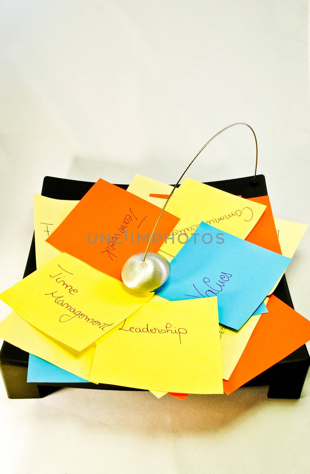 Pile of colourful post it notes with different messages