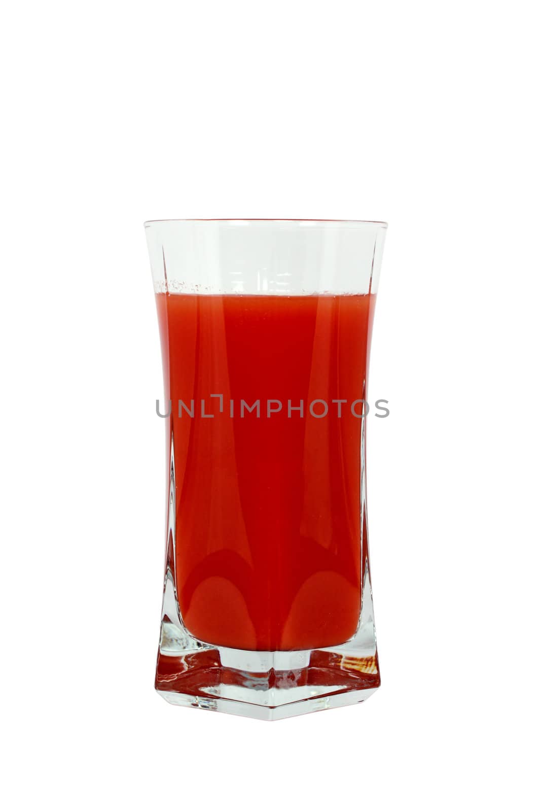 Single glass with red drink isolated on white
