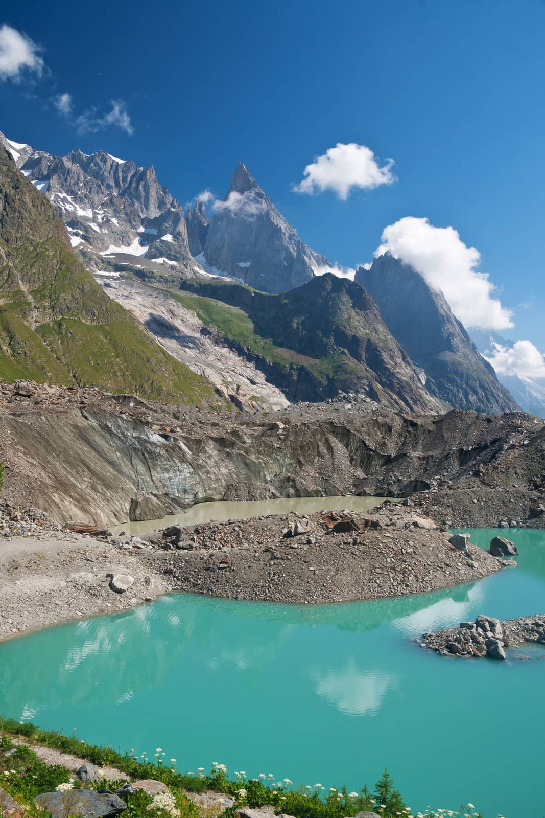 little morainic lake in Italian alps near Courmayeur, Italy