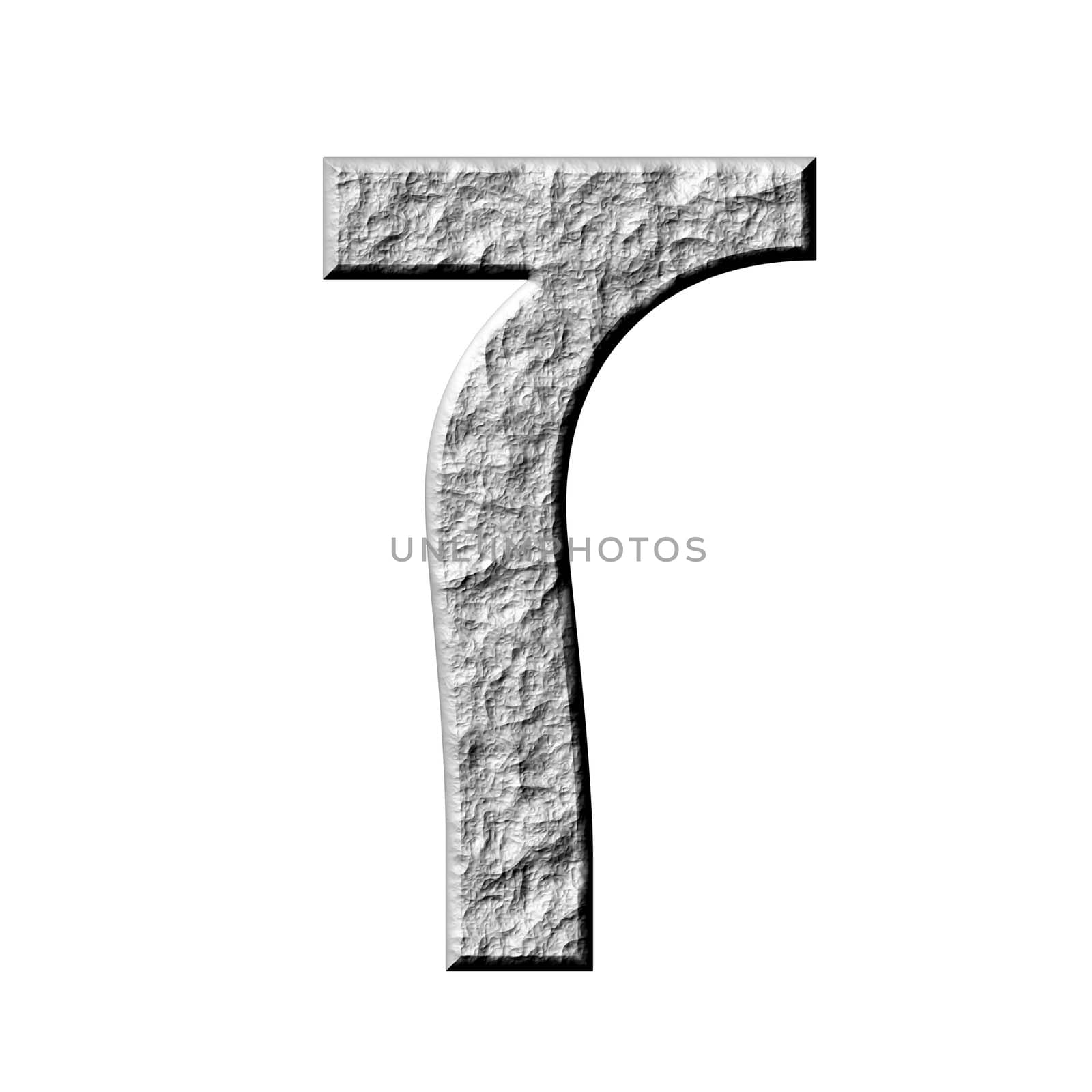 3d stone hebrew number 7 isolated in white