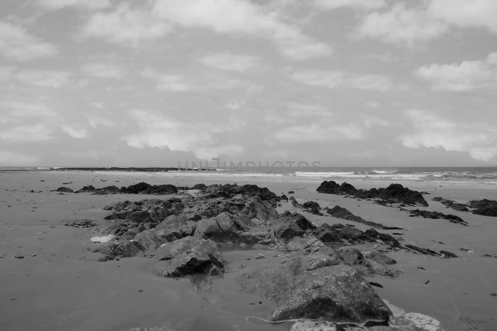 ballybunion beach as a storm gathers power on the horizon