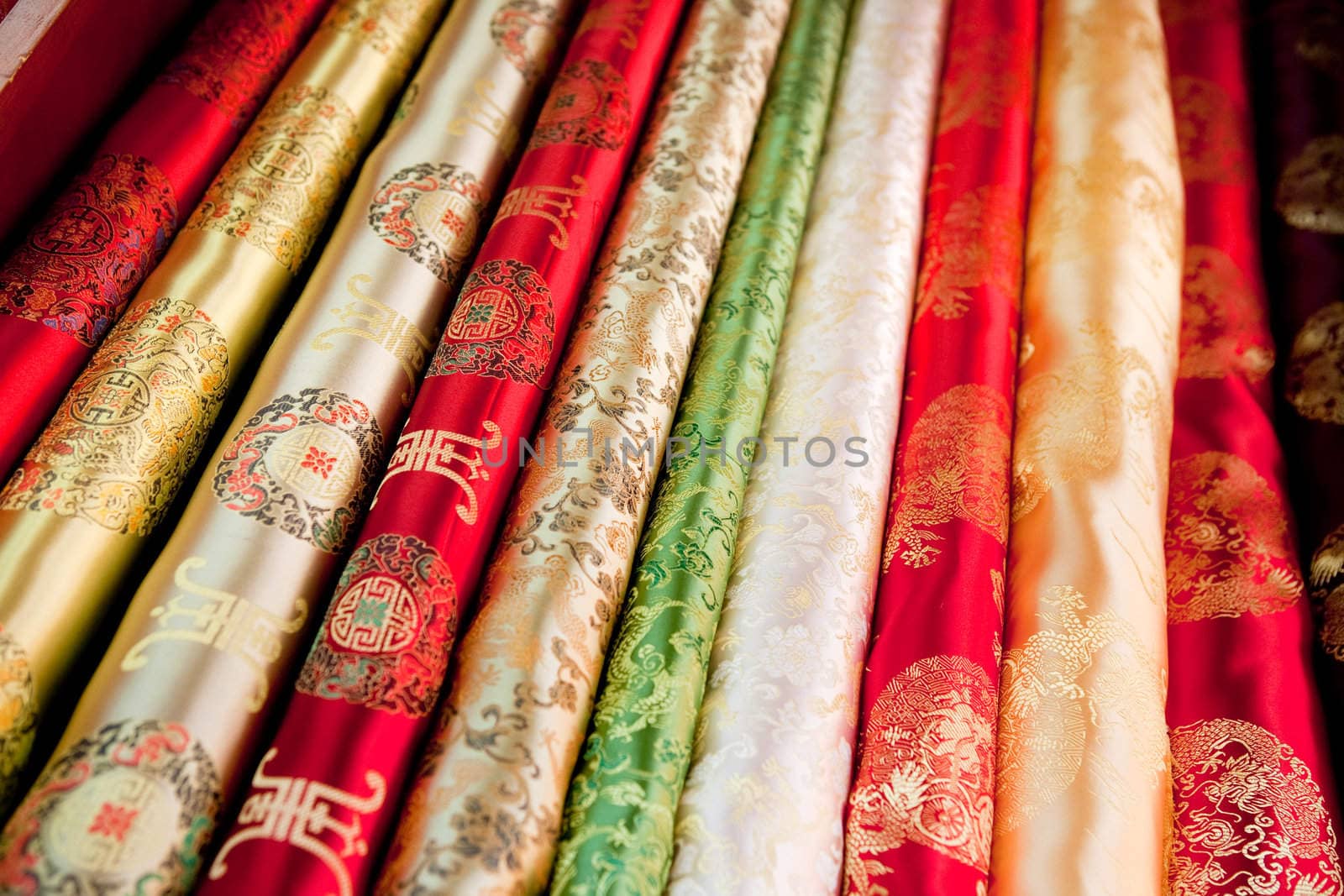 A collection of asian cloth on the roll background pattern