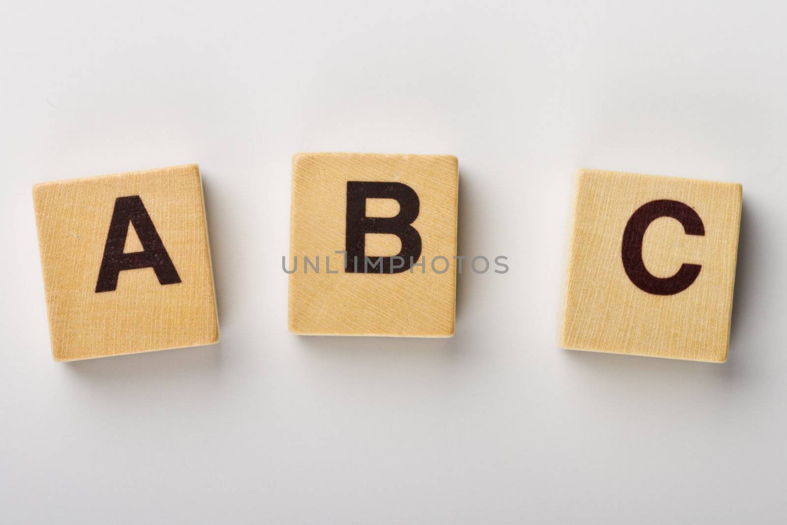 Wooden fridge magnets spelling ABC