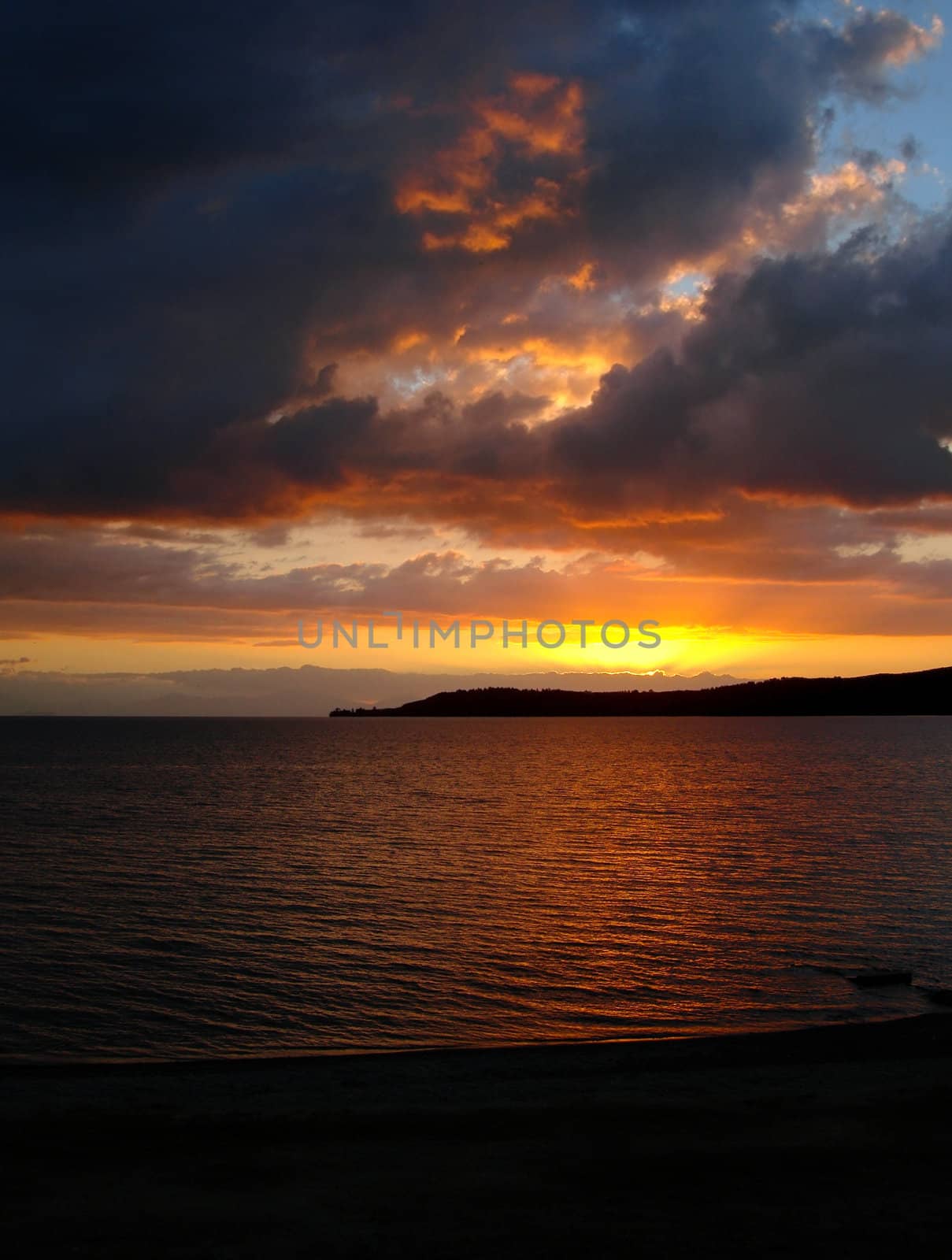 Lake Taupo at Sunset, Taupo, North Island, New Zealand by Cloudia
