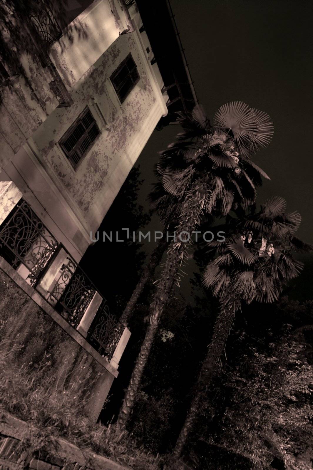 Abandoned building in the night