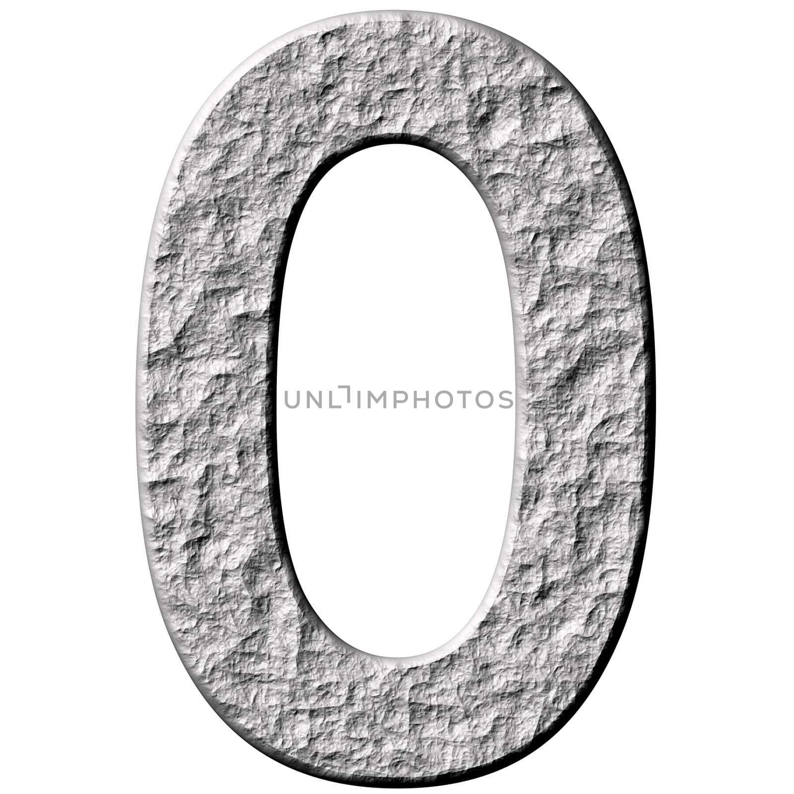 3d stone number zero isolated in white