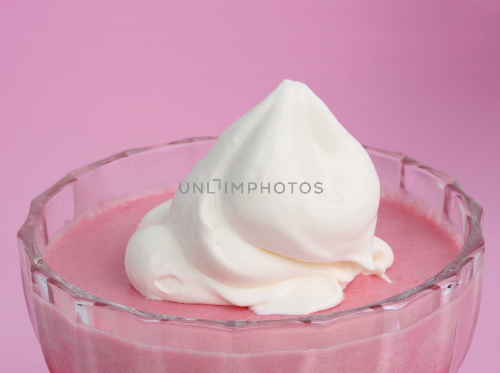 strawberry mousse dessert with cream whip