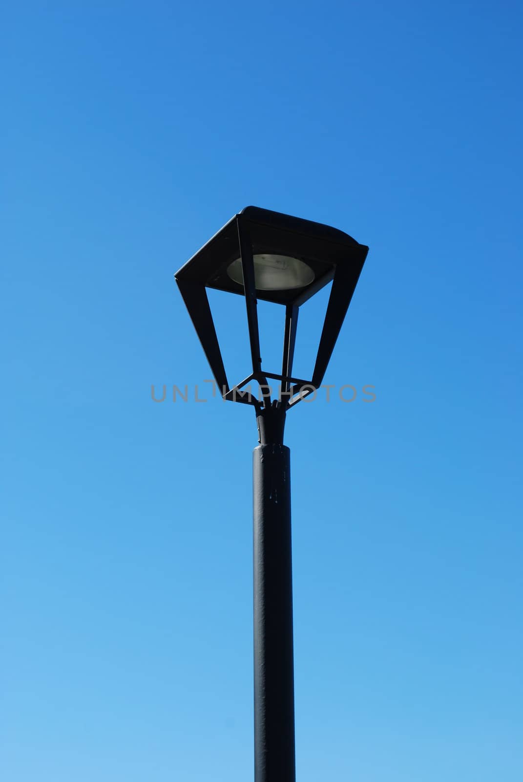 modern street lamp with blue sky background