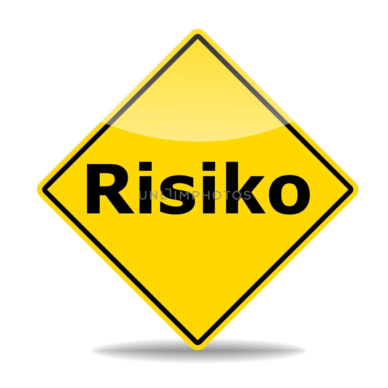 risk management concept with road sign isolated on white background