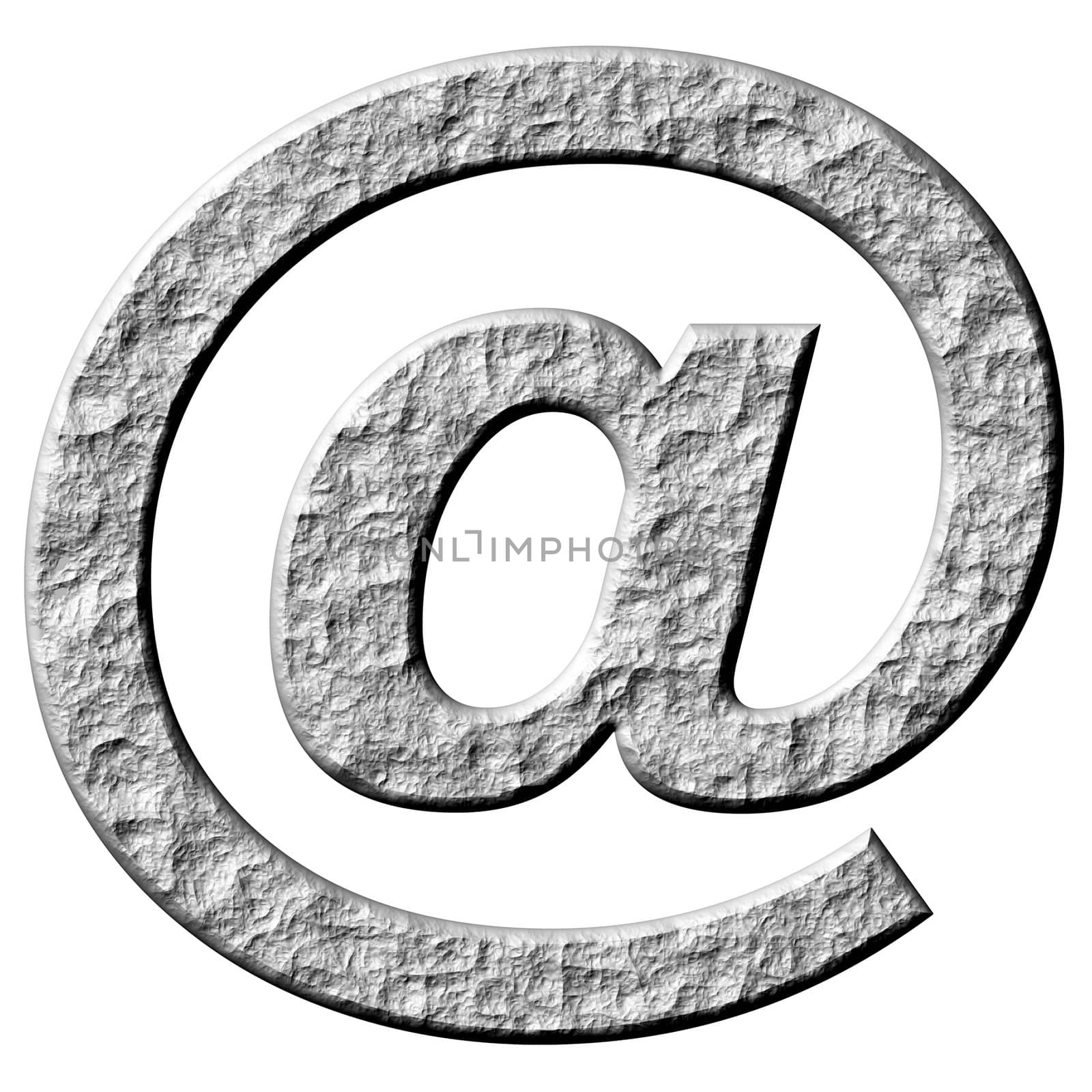 3d stone email symbol isolated in white