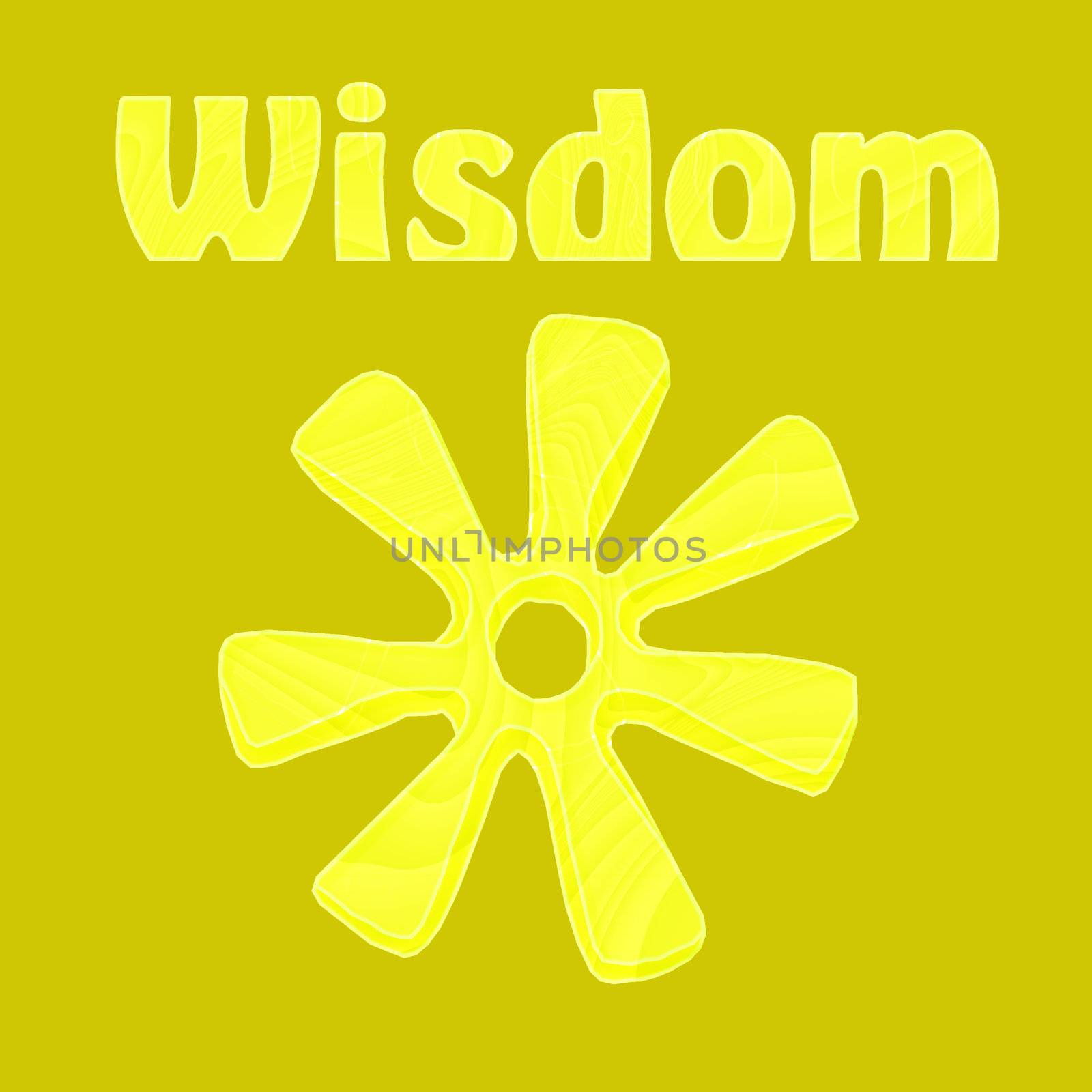 Wisdom illustrated by the African symbol of ananse ntontan in yellow - a raster illustration.