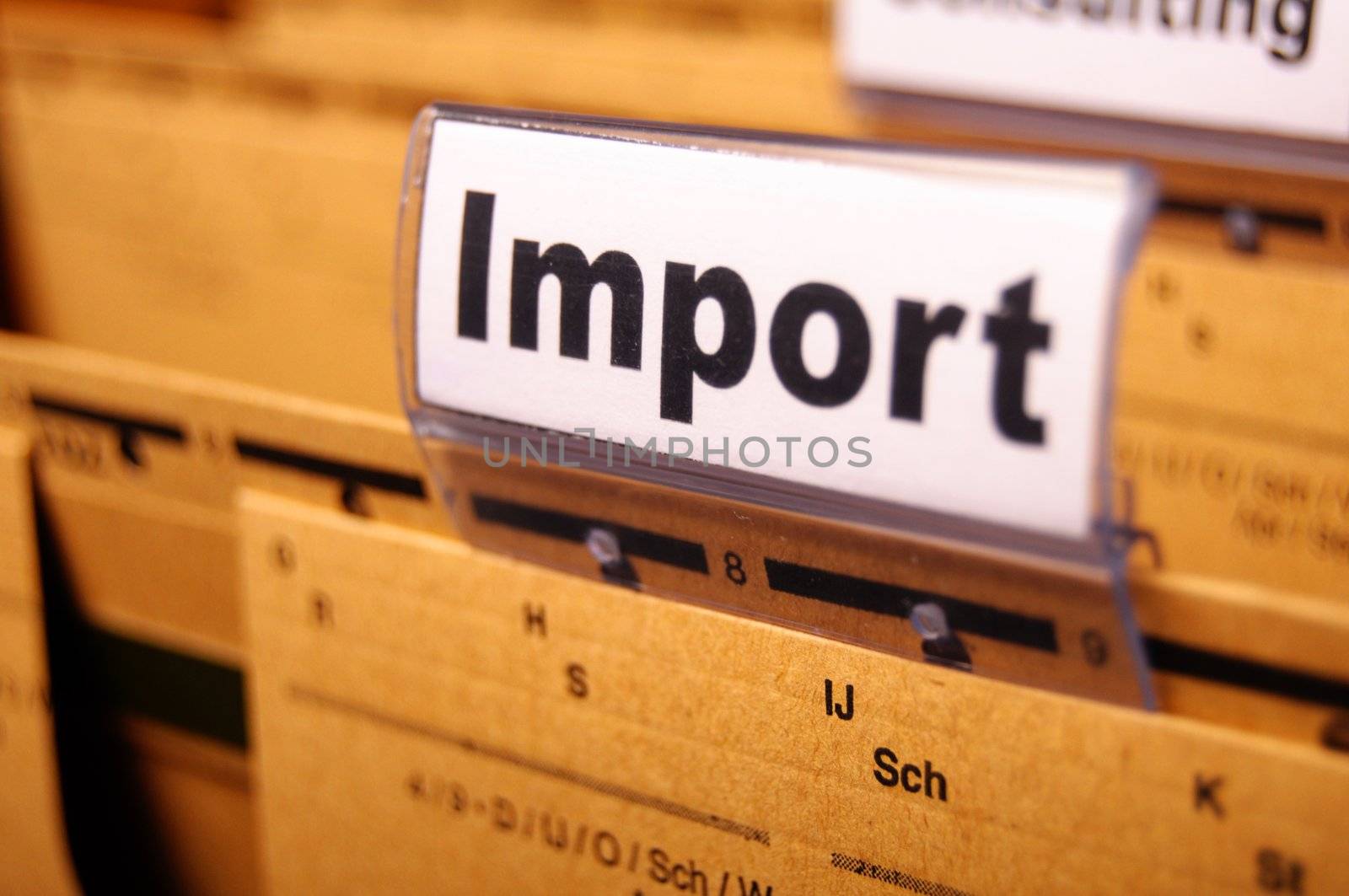 import word on business office folder showing internation trade or globalisation concept