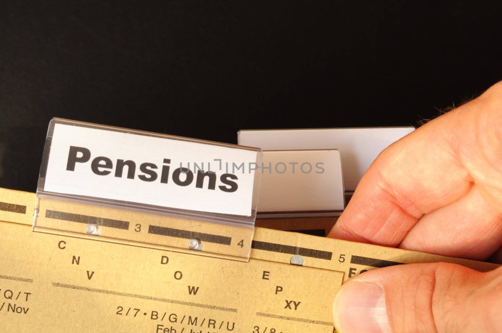 pension pension or retirement concept with word on business office folder index