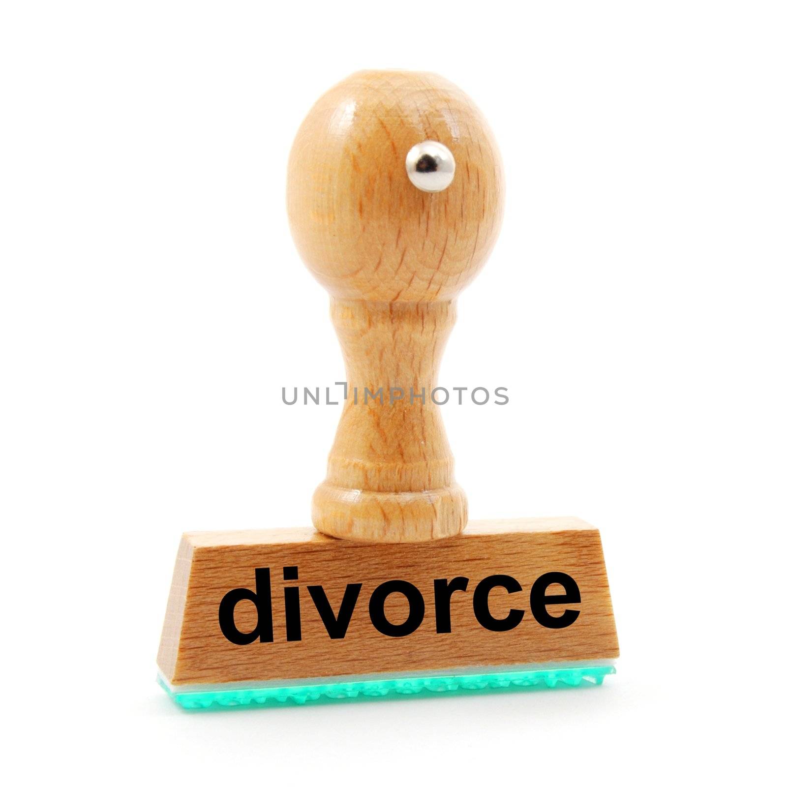 divorce concept with stamp and copyspace in office