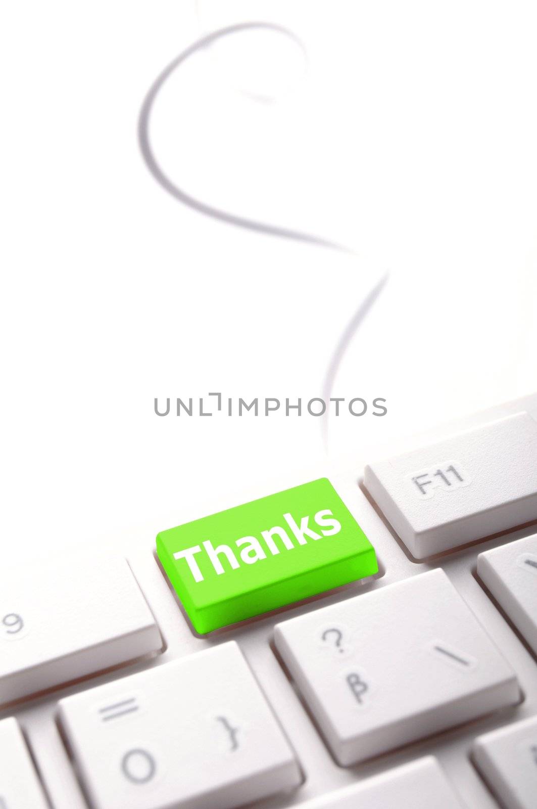 thank you or thanks concept with key on keyboard