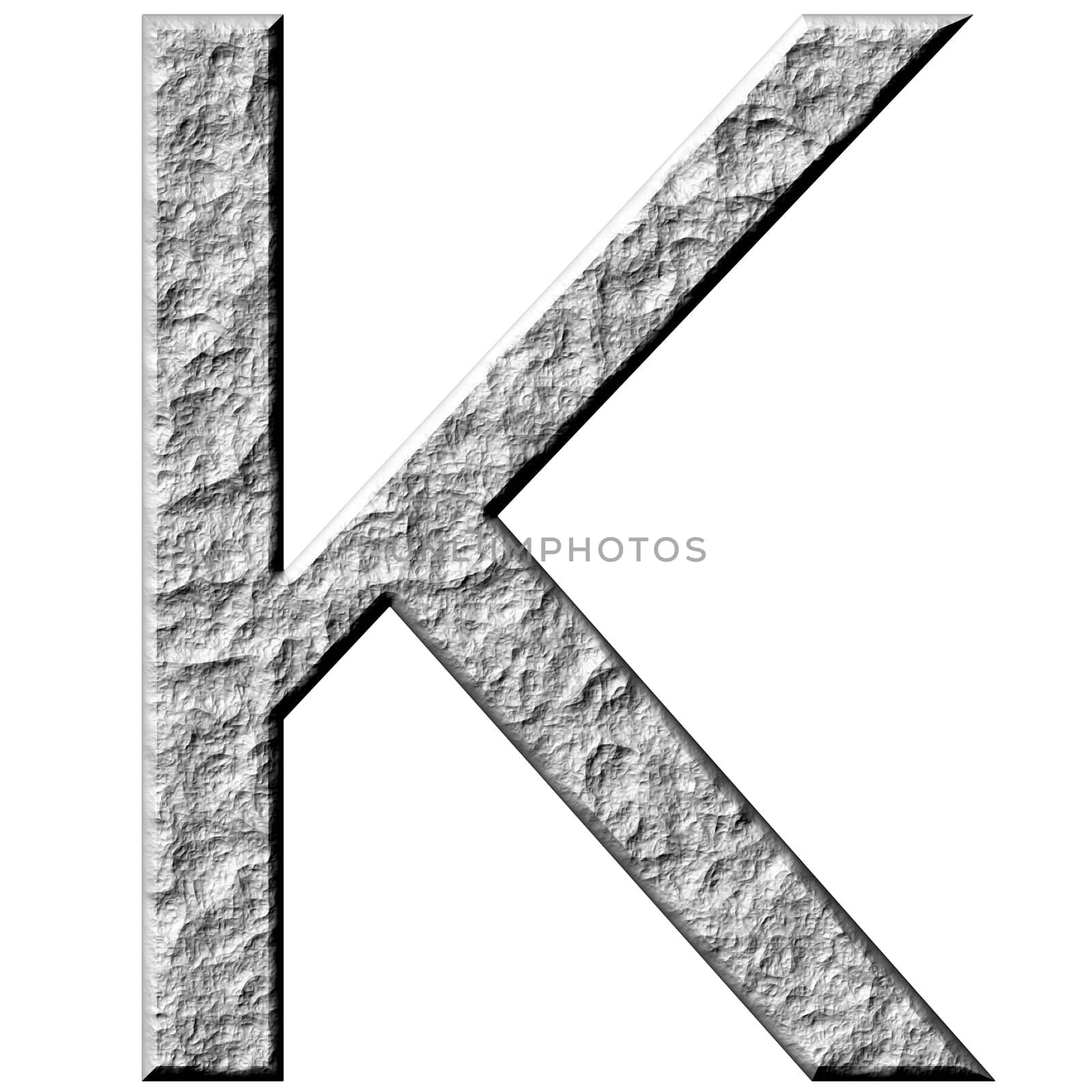 3d stone letter K isolated in white