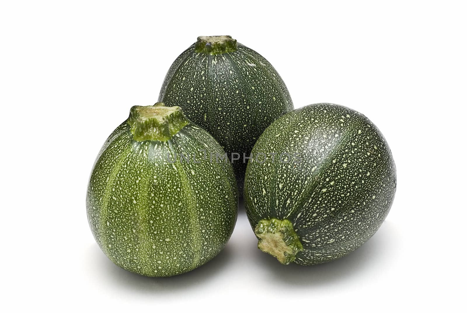 Round zucchini isolated on a white background.