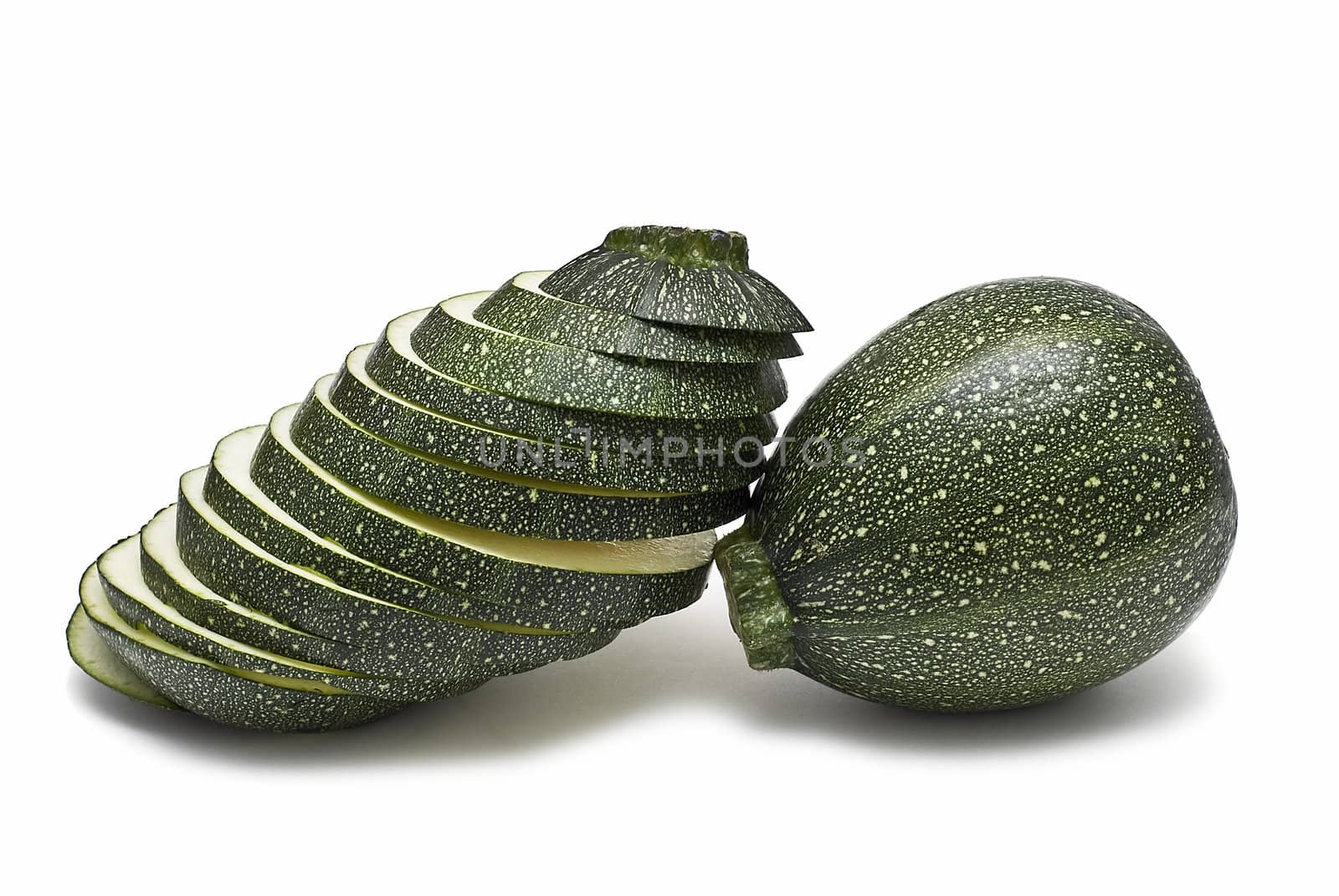 Round zucchini isolated on a white background.