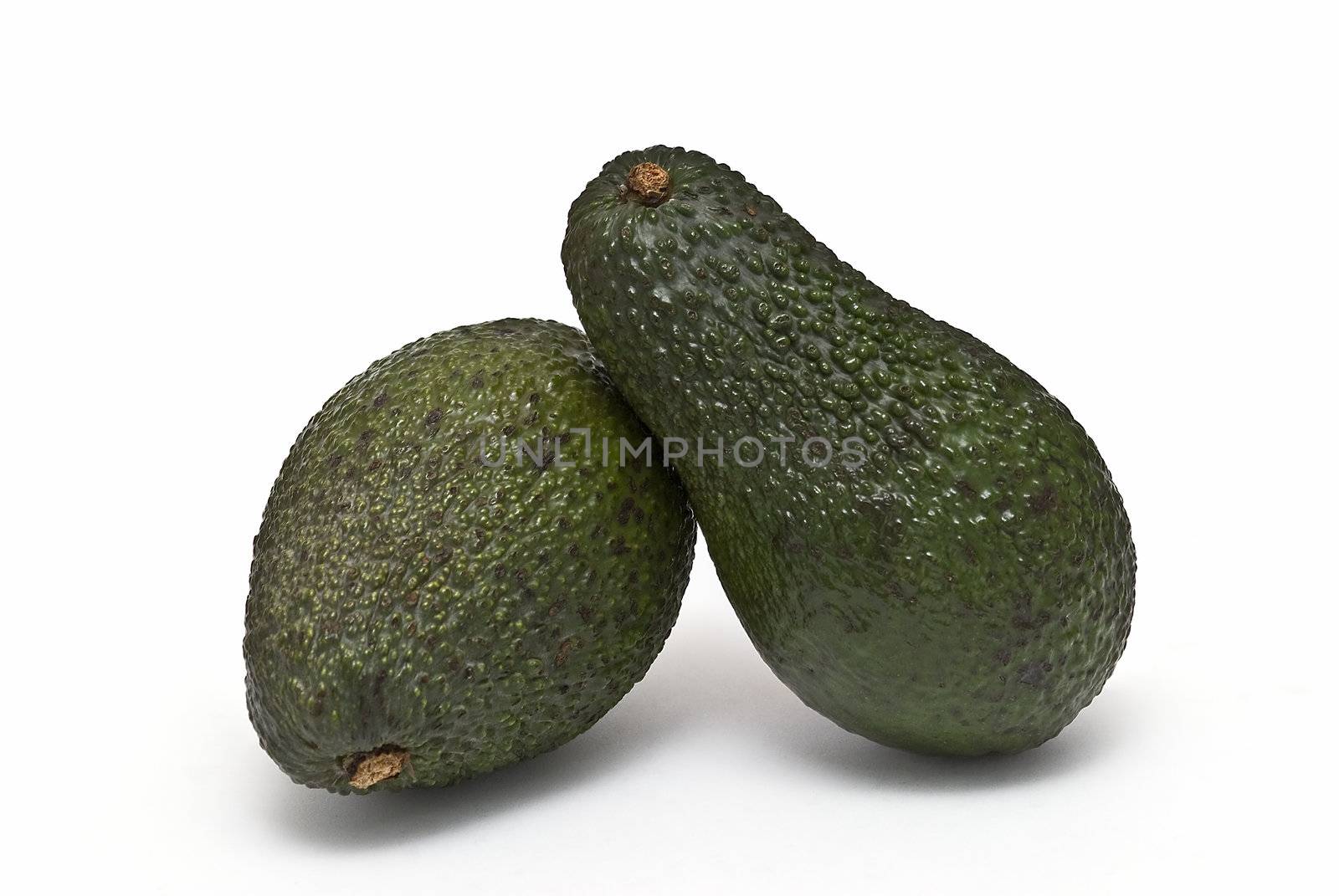 Avocados isolated on a white background.