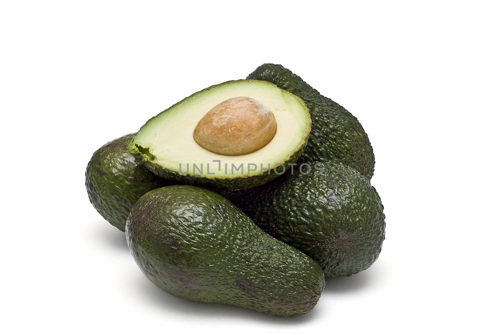 Avocados isolated on a white background.