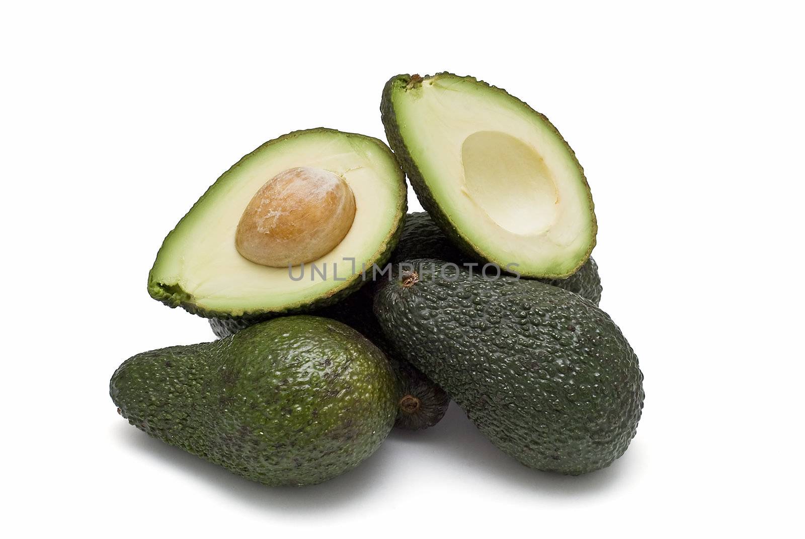 Avocados isolated on a white background.