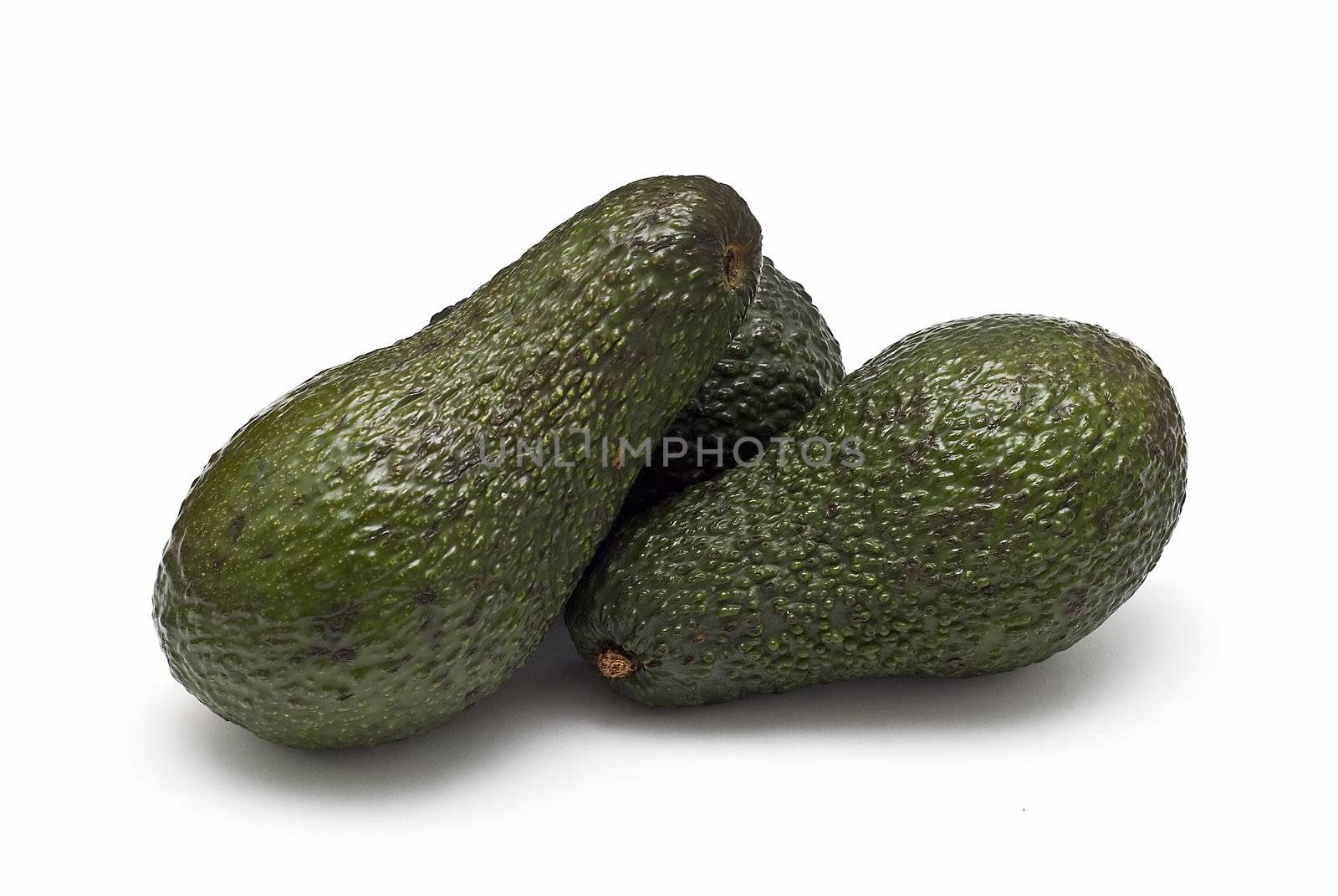 Avocados isolated on a white background.